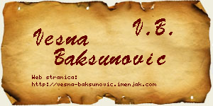 Vesna Bakšunović vizit kartica